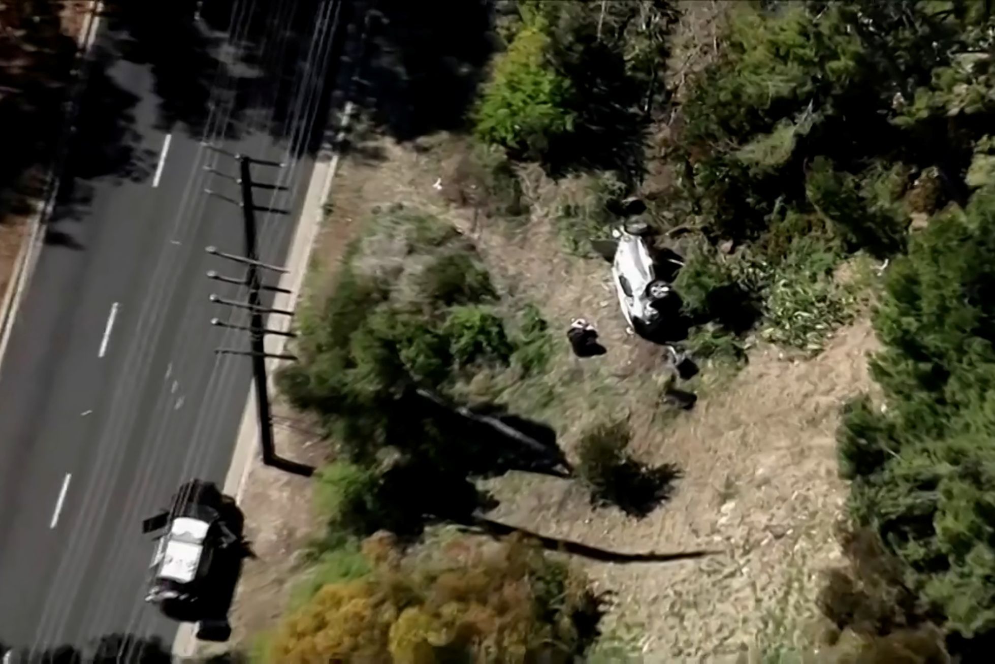 Zničené auto Tigera Woodse po havárii v Los Angeles