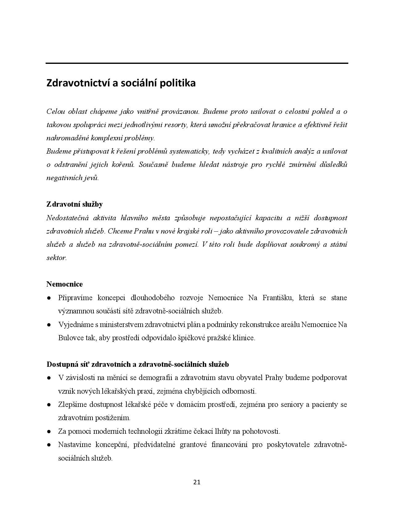 Koaliční program - Praha Sobě - 7. 11. 2018