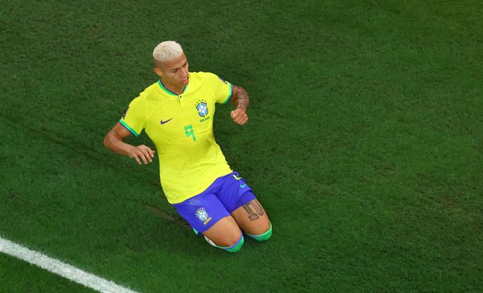 Richarlison slaví gól v osmifinále MS 2022 Brazílie - Jižní Korea