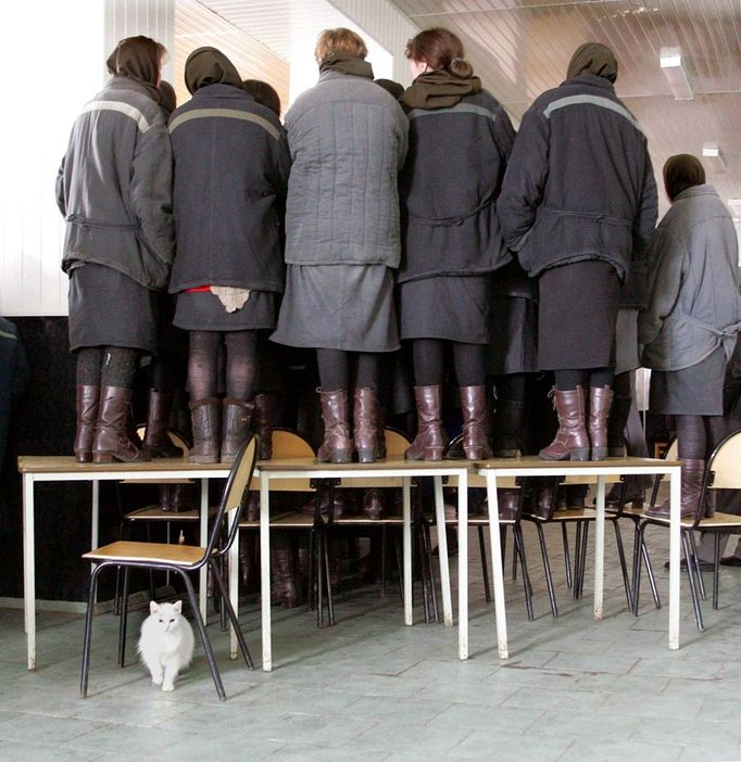 Fashion Contest in Women's Correctional Labor Colony near Kineshma Convicts watch a fashion design contest at the 3/3 women's correctional labor colony near Kineshma. | Location: Kineshma, IVANOVO REGION, Russia.