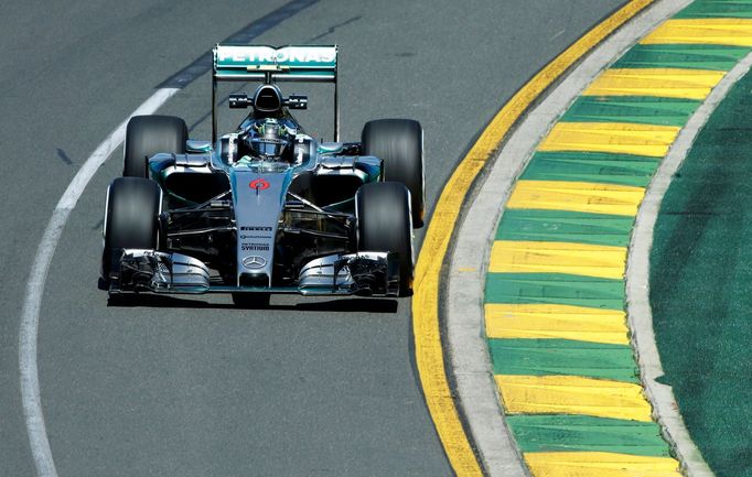 Mercedes Formula One driver Nico Rosberg of Germany drives during the first practice session of the Australian F1 Grand Prix at the Albert Park circuit in Melbourne March