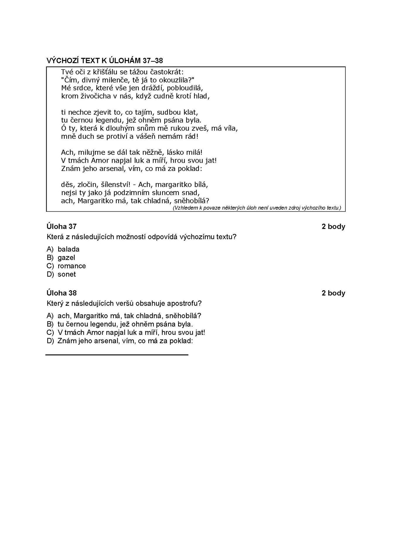 Státní maturita - vyšší obtížnost 15