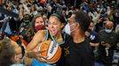 Oct 17, 2021; Chicago, Illinois, USA; Chicago Sky forward/center Candace Parker (3) celebrates after the second half of game four of the 2021 WNBA Finals against the Phoe