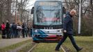 Vyzdobená tramvaj k třicátému výročí zvolení Václava Havla prezidentem.