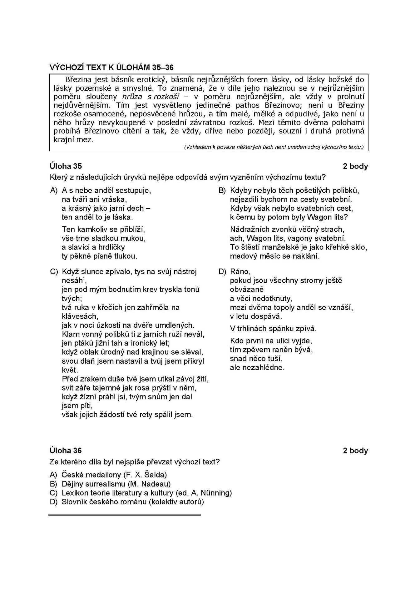 Státní maturita - vyšší obtížnost 14