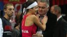 Srbská tenistka Ana Ivanovičová v utkání finále Fed Cupu 2012 proti Češce Petře Kvitové.