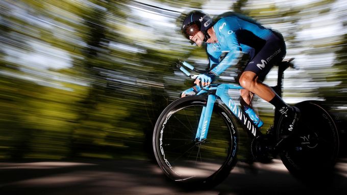 Cycling - Tour de France - The 27.5-km Stage 13 Individual Time Trial from Pau to Pau - July 19, 2019 - Movistar Team rider Alejandro Valverde of Spain in action. REUTERS