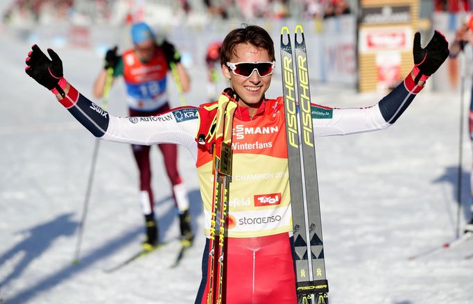 Nordic Combined - FIS Nordic World Ski Championships - Men's individual normal hill/10km - Seefeld, Austria - February 28, 2019 - Winner Norway's Jarl Magnus Riiber celeb