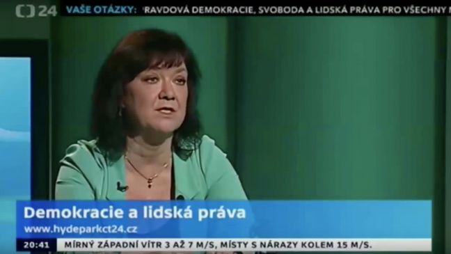 Poslankyně KSČM Marta Semelová v pořadu Hyde Park ČT24
