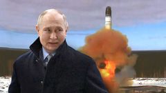 koláž - Putin, raketa