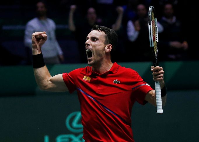 Tennis - Davis Cup Finals - Final - Caja Magica, Madrid, Spain - November 24, 2019   Spain's Roberto Bautista Agut celebrates after winning his match against Canada's Fel