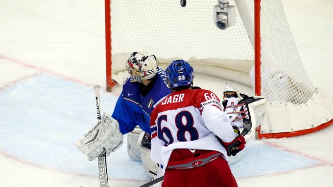 Prohlédněte si fotografie ze zápasu českých hokejistů s Itálii, kterou na MS v Minsku porazil 2:0.