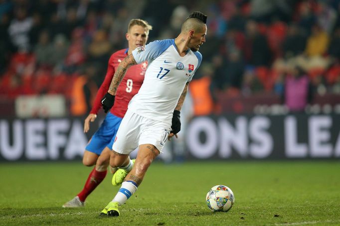 Marek Hamšík v zápase Ligy národů Česko - Slovensko.