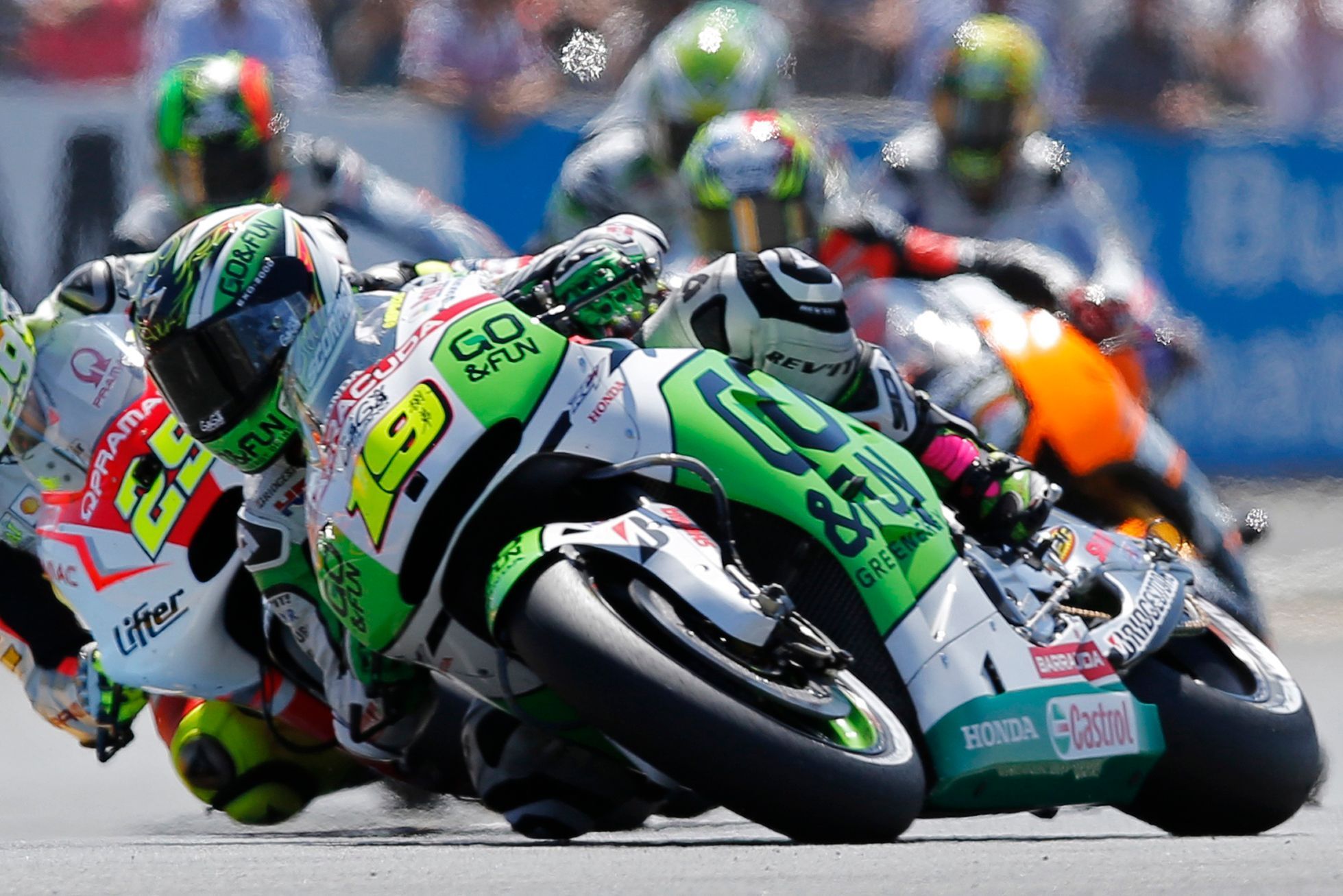 Honda MotoGP rider Bautista of Spain rides during the French Grand Prix in Le Mans circuit