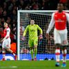 Football: Arsenal's David Ospina, Kieran Gibbs and Hector Bellerin look dejected with team mates