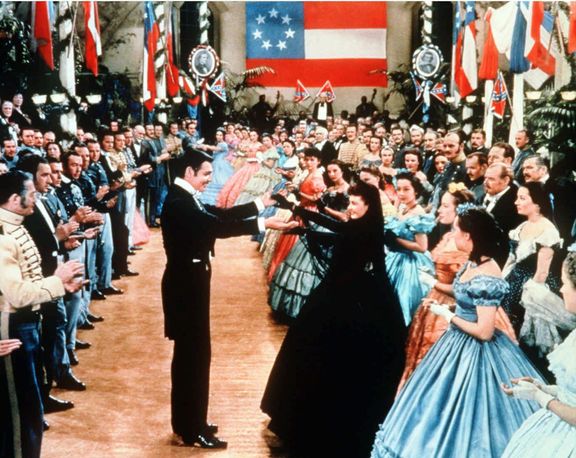 Clark Gable a Vivien Leighová při natáčení Jihu proti Severu.