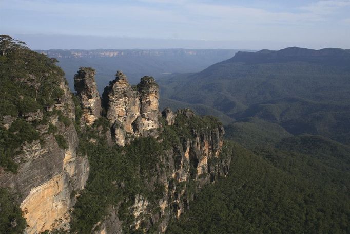 skalní útvar 3 sestry v Modrých horách, Austrálie