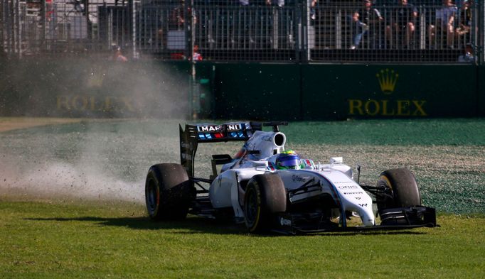 Williams Formula One driver Felipe Massa of Brazil drives into the gravel during the second practice session of the Australian F1 Grand Prix at the Albert Park circuit in