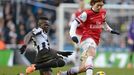 Newcastle United's Tiote challenges Arsenal's Rosicky during their English Premier League soccer match in Newcastle