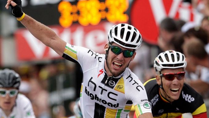 Radost Marka Cavendishe v cíli páté etapy Tour de France.