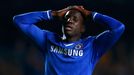 Chelsea's Demba Ba reacts during their team's Champions League semi-final second leg soccer match against Atletico Madrid at Stamford Bridge Stadium in London April 30, 2