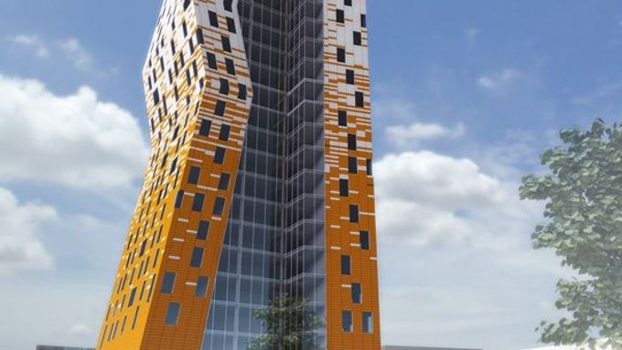 Vizualizace budoucí nejvyšší budovy v Brně.