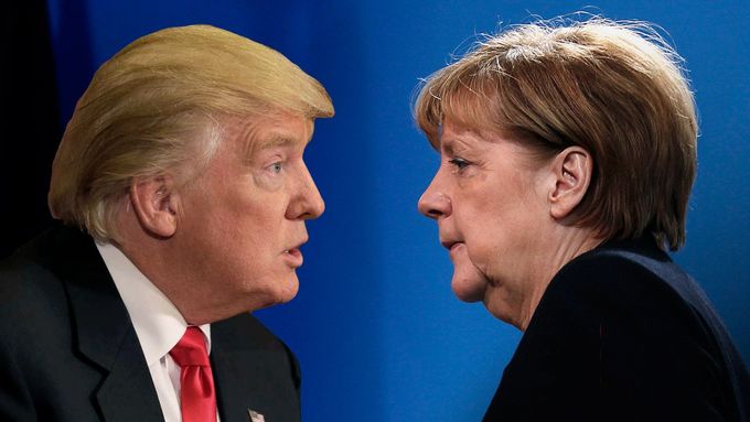 Donald Trump a Angela Merkelová na koláži.