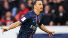 Útočník PSG Zlatan Ibrahimovic slaví gól do sítě Nancy