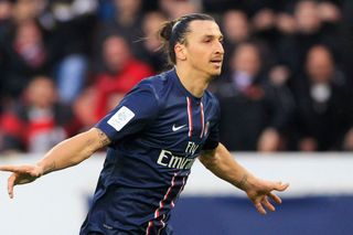 Útočník PSG Zlatan Ibrahimovic slaví gól do sítě Nancy