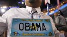 A convention-goer wearing a U.S. Virgin Islands license plate stands on the convention floor on the first day of the Democratic National Convention in Charlotte, North Carolina, September 4, 2012. Published: Zář. 4, 2012, 9:06 odp.