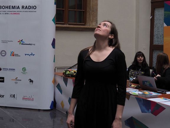 Redaktorka Českého rozhlasu Martina Pouchlá na festivalu Prix Bohemia Radio v Olomouci, kde zvítězila v kategorii Dokument.