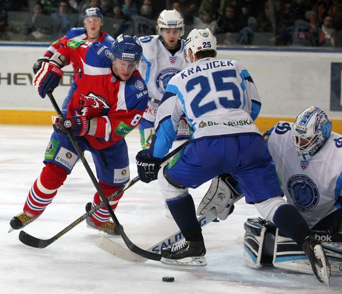 KHL, Lev Praha - Minsk: Marcel Hossa - Lukáš Krajíček (25), Lars Haugen