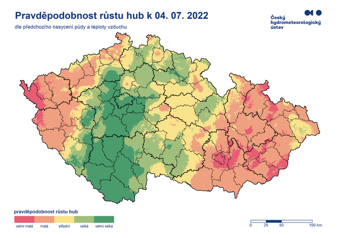 Pravděpodobnost růstu hub, k 4. 7. 2022