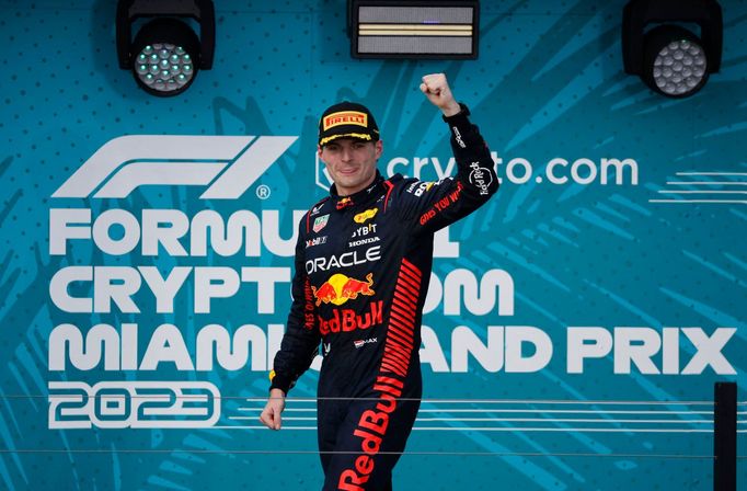 Max Verstappen z Red Bull)u slaví triumf ve VC Miami F1 2023