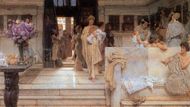 Anglický salonní malíř nizozemského původu Lawrence Alma-Tadema se zasadil o zprostředkování světa antiky. Jeho žánrové obrazy souzní s dobovými představami o podobě římských lázní.