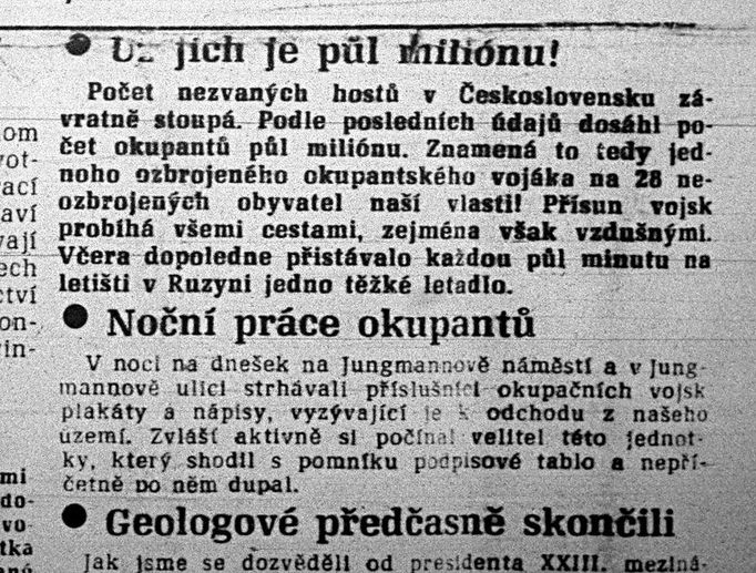 Lidová demokracie, sobota 24. srpna 1968.