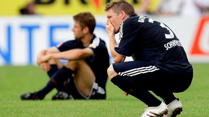 Hráči Bayernu smutní po prohraném zápase v Mohuči.