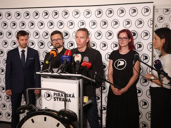 Záběr z volebního štábu České pirátské strany. Praha, 26. 5. 2019.