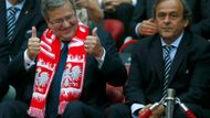 Zápas si po boku předsedy UEFA Michela Platiniho užíval i polský prezident Bronislaw Komorowski.