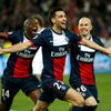 Paris St Germain's Pastore celebrates with team mates after scoring the third goal for the team during their Champions League quarter-final first leg soccer match against Chelsea at the Parc des Princ