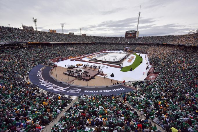 Jan 1, 2020; Dallas, TX, USA; A general view during the second period in the 2020 Winter Classic hockey game between the Dallas Stars and the Nashville Predators at Cotto