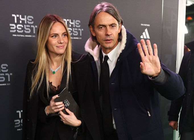 Filippo Inzaghi (kouč Salernitany) a jeho partnerka Angela Robustiová