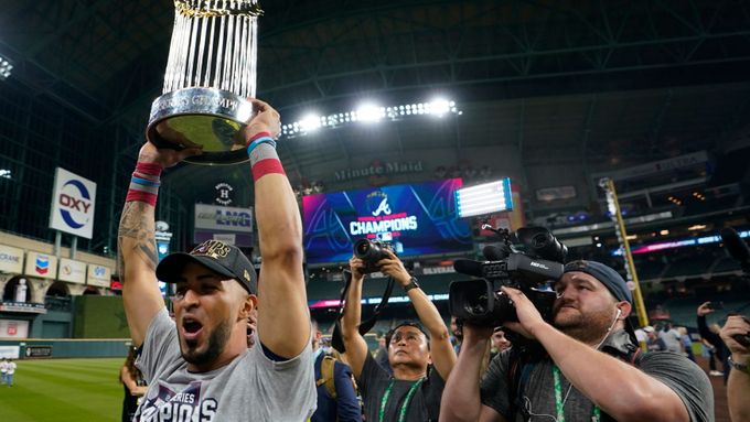 Baseballisté Atlanty slaví vítězství ve Světové sérii