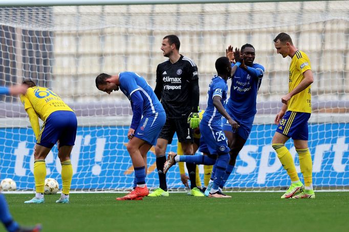 Fotbalisté Liberce slaví gól v síti Zlína v utkání o 3. místo na Tipsport Malta Cupu