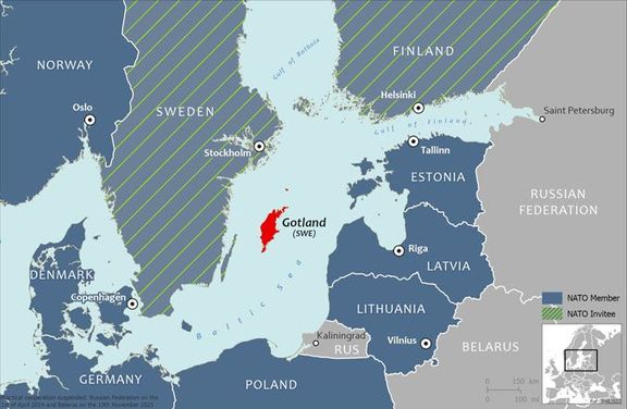 Mapa z roku 2022 znázorňující ostrov Gotland