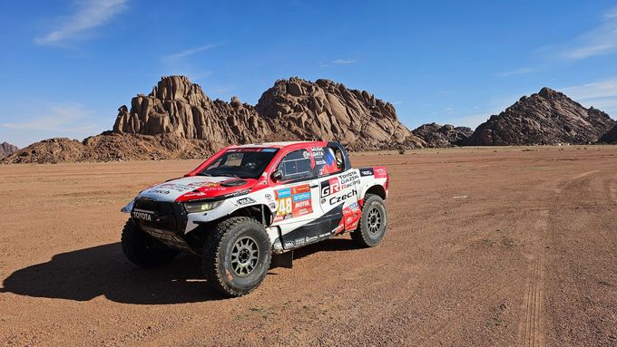 Tomáš Ouředníček (Toyota) na trati Rallye Dakar 2024