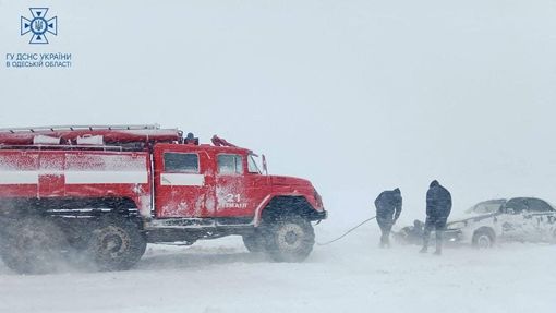 Sněhová bouře na Ukrajině v Oděské oblasti