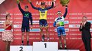 Roman Kreuziger na stupni vítězů (Valverde a Gerrans)