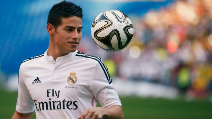 James Rodríguez na prvním tréninku Realu Madrid.