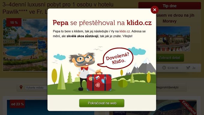 Dvojka mezi slevovými servery Pepa.cz se přestěhoval na Klido.cz